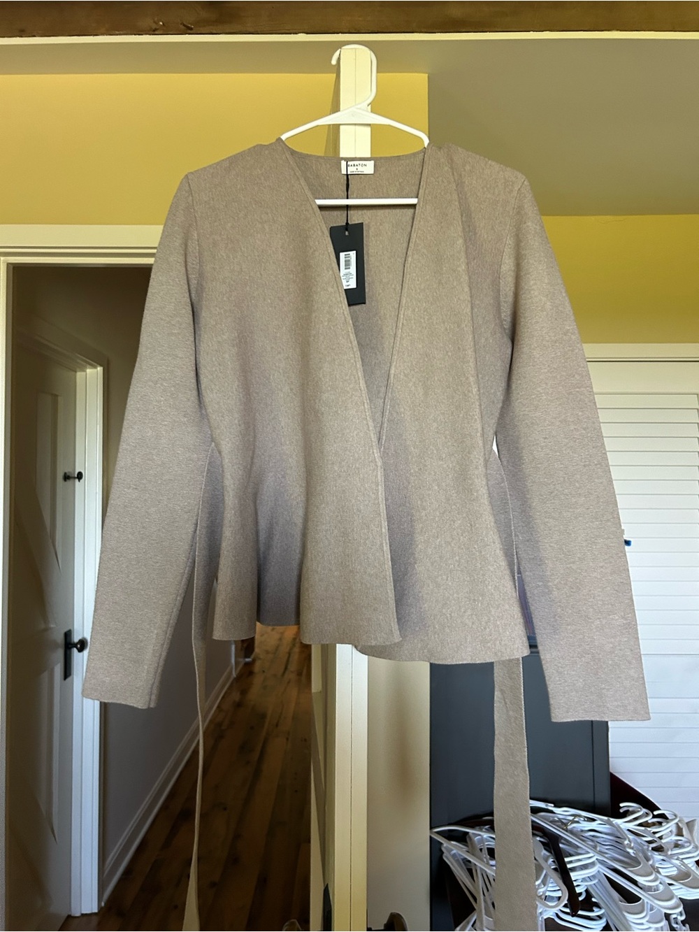 Aritzia Women's Taupe Wrap-Front Knit Cardigan